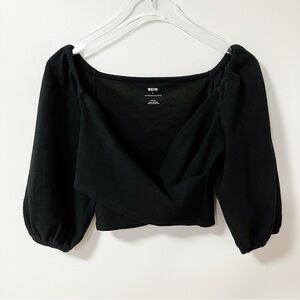 Maeve | Black Cross Front Puff Top S